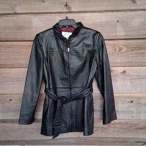 Worthington Vintage Genuine Leather Belted Jacket